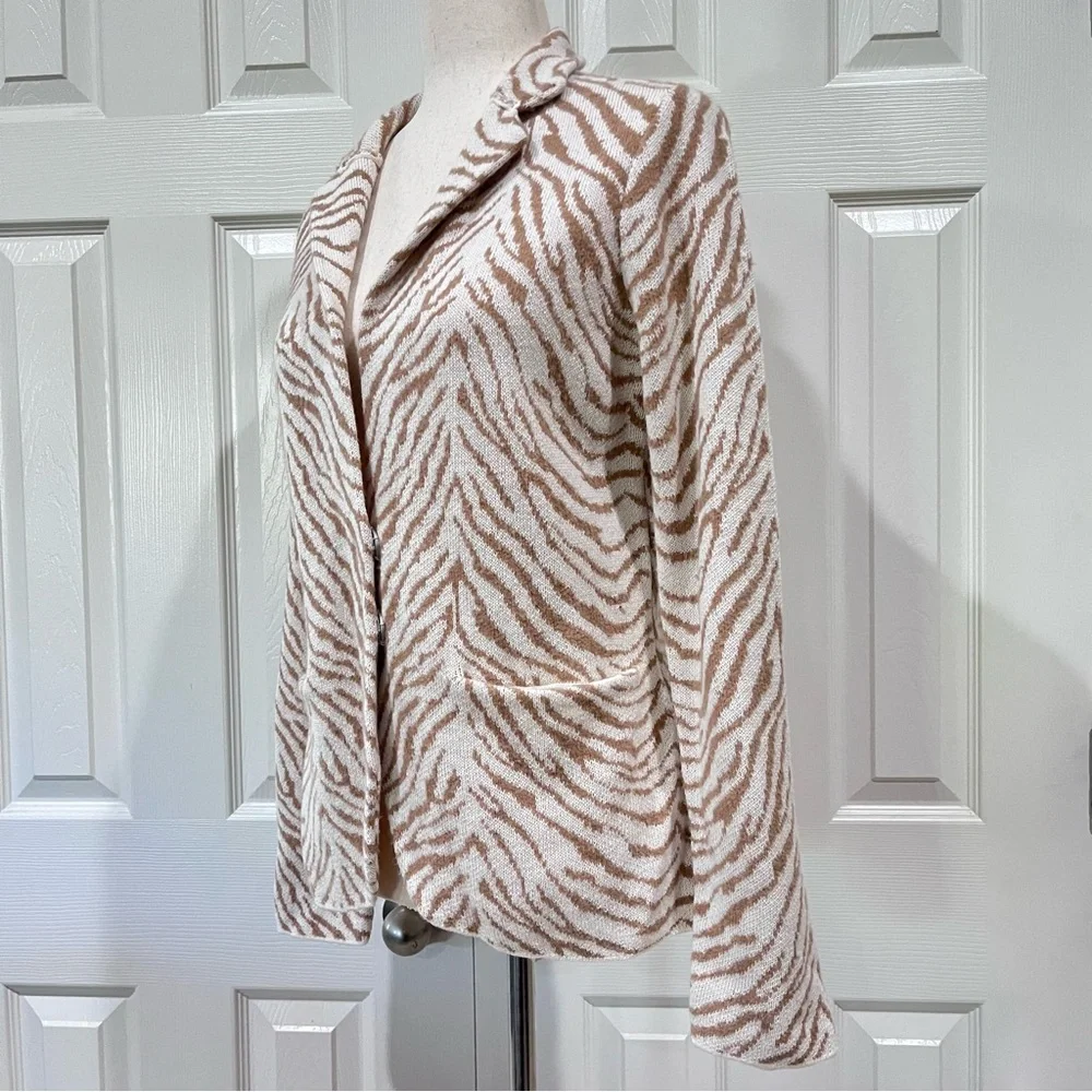Maeve Anthropologie Zebra Print Wool Blend Sasha Cardigan Sweater Jacket Size S - Picture 2 of 11